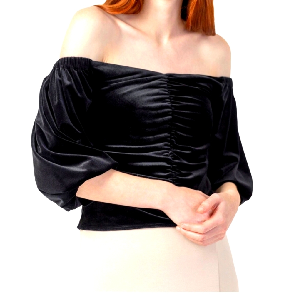 Modern Citizen Analyeas Velvet Ruched Top - Picture 1 of 5